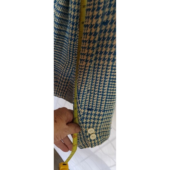 Vtg Ciaosport Ltd. Women’s Teal & Beige Houndstooth Blazer Silk and Cotton Sz 12 - Picture 12 of 12